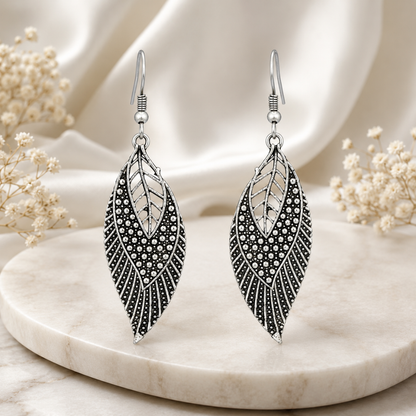 Ovisha Silver Leaf Earrings