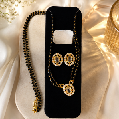 Diomond Round Mangalsutra with Earring Set