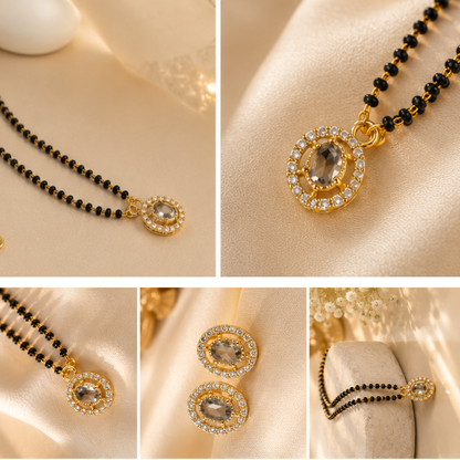 Diomond Round Mangalsutra with Earring Set
